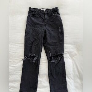 Abercrombie & Fitch Black Distressed Straight Leg Jeans